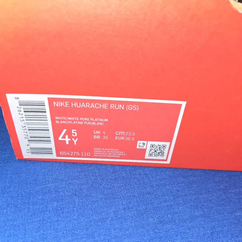 Nike Kids Huarache Run Cream and White Sneakers - Picture 2 of 3